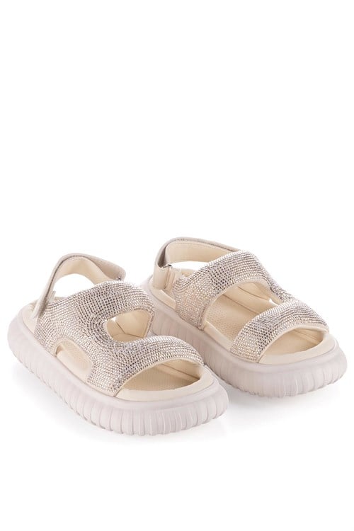 Marco Kids Kız Çocuk Taşlı Sandalet Krem 26Y846