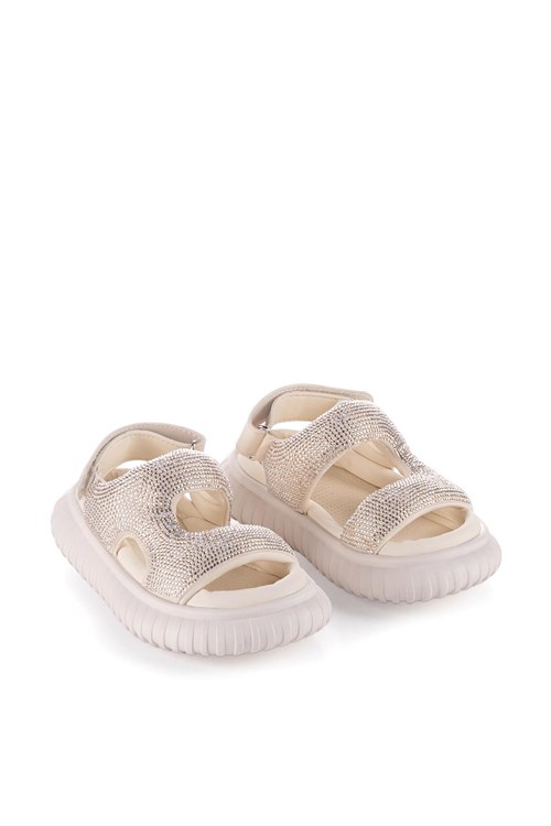 Marco Kids Kız Çocuk Taşlı Sandalet Krem 26Y845