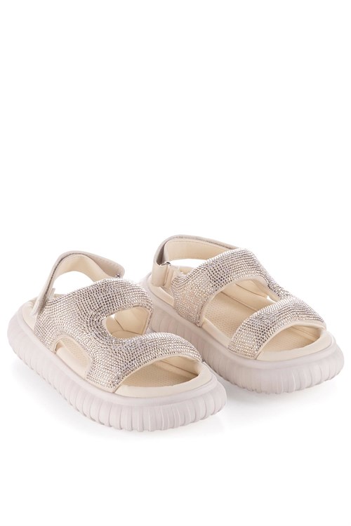 Marco Kids Kız Çocuk Taşlı Sandalet Krem 26Y846