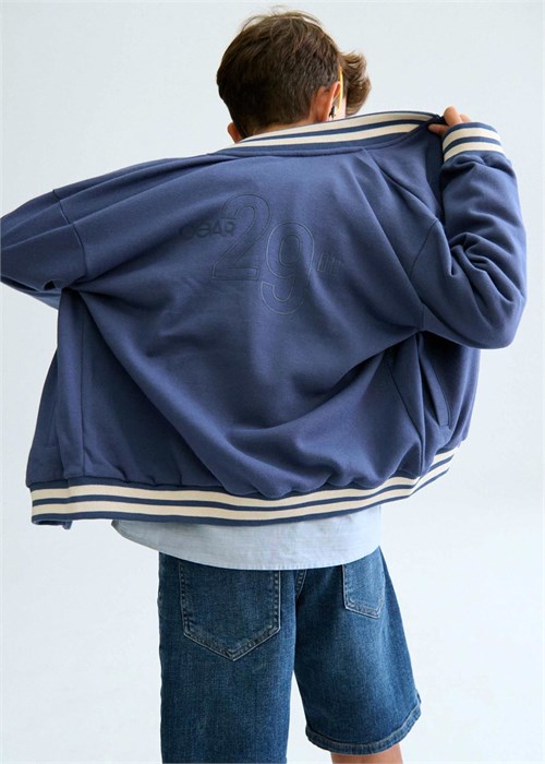 Mayoral Erkek Çocuk Baskılı Fermuarlı Sweatshirt Lacivert 6416