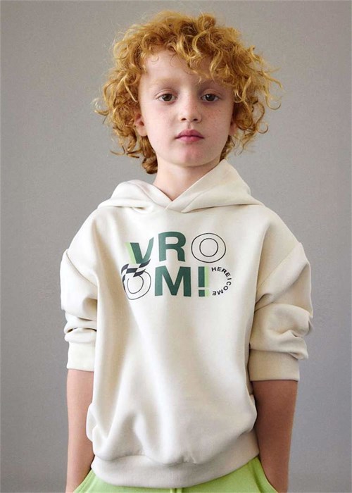 Mayoral Erkek Çocuk Baskılı Kapüşonlu Sweatshirt Krem 3435