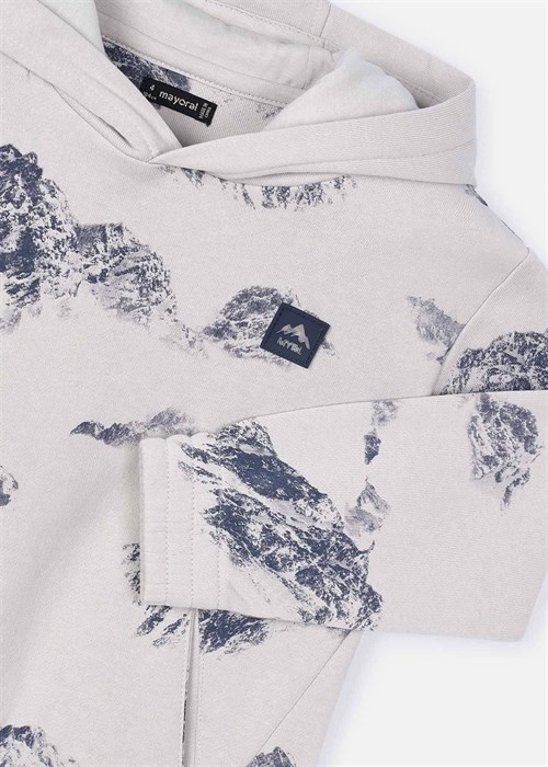 Mayoral Erkek Çocuk Baskılı Kapüşonlu Sweatshirt Gri 4403