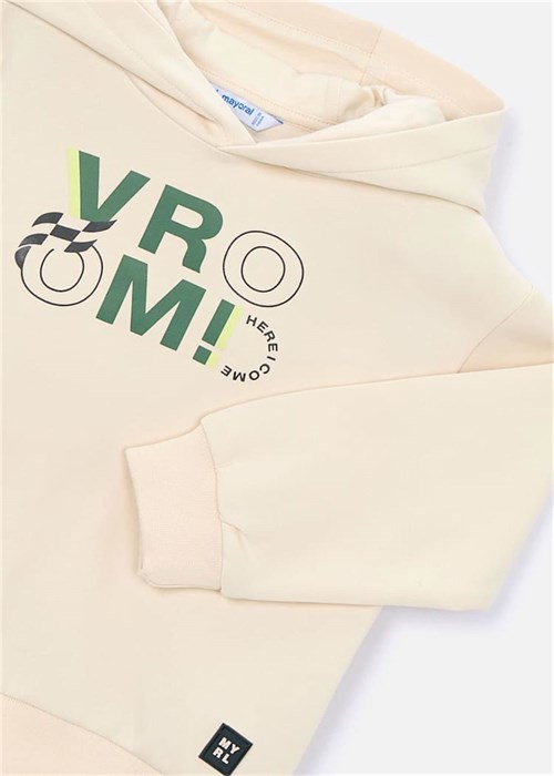 Mayoral Erkek Çocuk Baskılı Kapüşonlu Sweatshirt Krem 3435