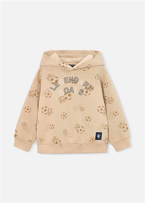 Mayoral Erkek Çocuk Baskılı Kapüşonlu Sweatshirt Bej 3435