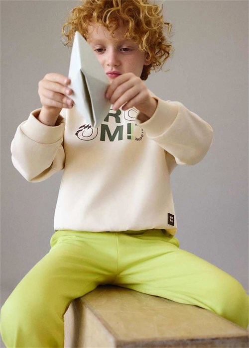 Mayoral Erkek Çocuk Baskılı Kapüşonlu Sweatshirt Krem 3435