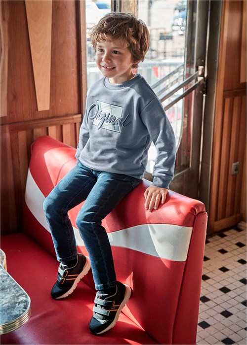 Mayoral Erkek Çocuk Baskılı Sweatshirt Gri 4452