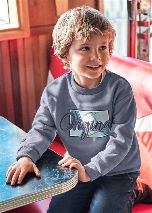 Mayoral Erkek Çocuk Baskılı Sweatshirt Gri 4452