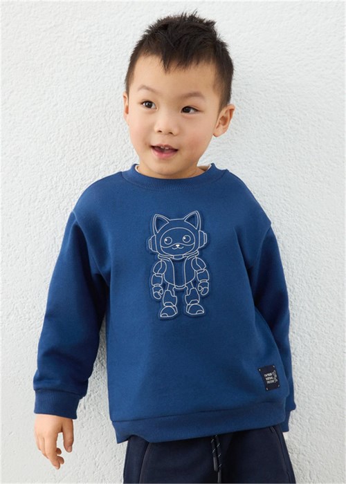 Mayoral Erkek Çocuk Baskılı Sweatshirt Lacivert 4459