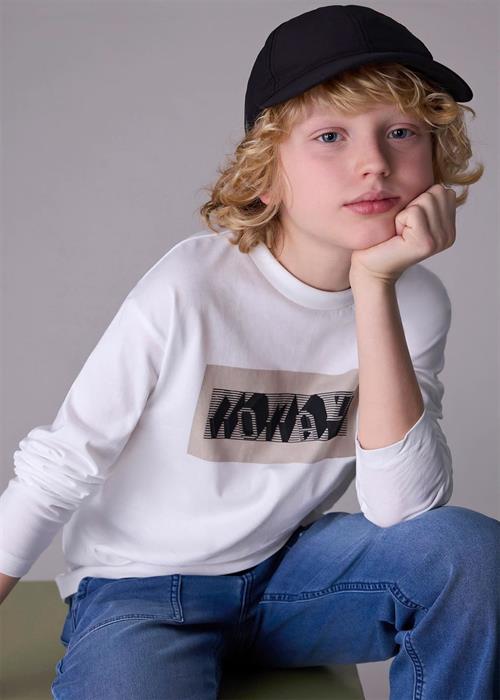 Mayoral Erkek Çocuk Baskılı Uzun Kollu Tişört Beyaz 7013