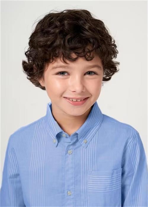 Mayoral Erkek Çocuk Çizgili Uzun Kollu Gömlek Mavi 6125