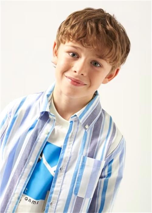 Mayoral Erkek Çocuk Çizgili Uzun Kollu Gömlek Beyaz 6125