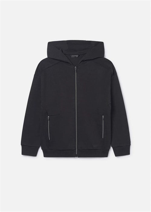 Mayoral Erkek Çocuk Fermuarlı Kapüşonlu Sweatshirt Ceket Siyah 6417