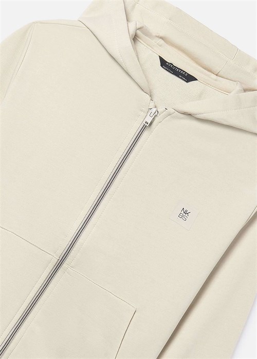 Mayoral Erkek Çocuk Fermuarlı Kapüşonlu Sweatshirt Ceket Krem 804