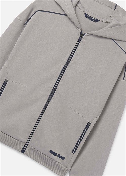 Mayoral Erkek Çocuk Fermuarlı Kapüşonlu Sweatshirt Ceket Taş 6417