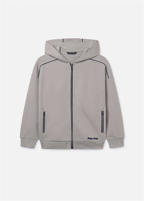 Mayoral Erkek Çocuk Fermuarlı Kapüşonlu Sweatshirt Ceket Taş 6417