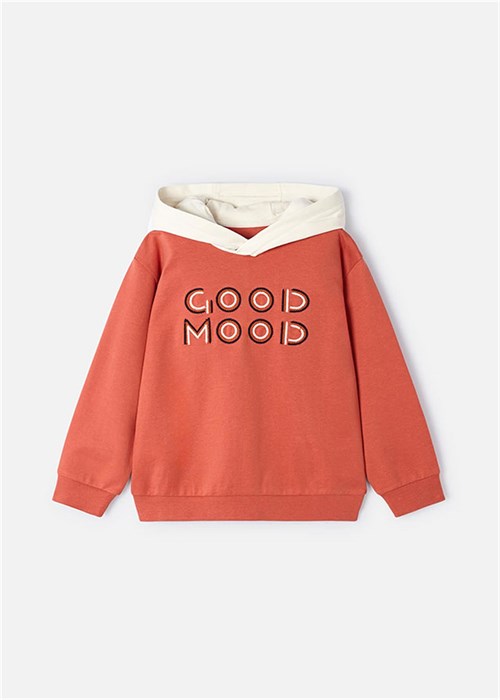 Mayoral Erkek Çocuk İşlemeli Kapüşonlu Sweatshirt Kırmızı 3482