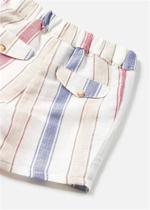 Mayoral Erkek Çocuk Keten Çizgili Şort Gömlek Bordo 1219