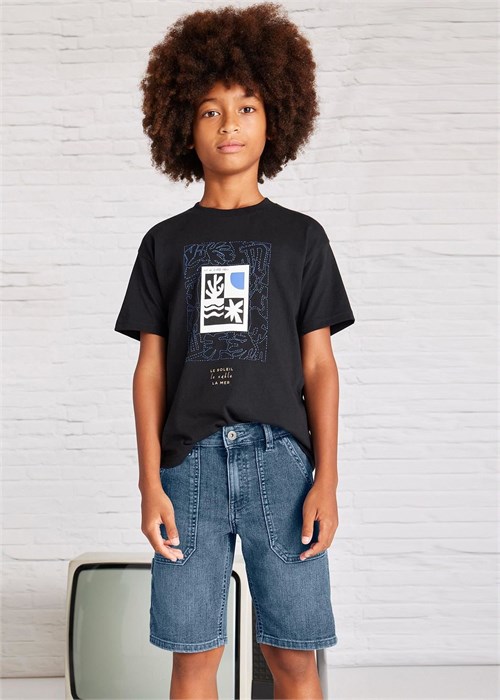 Mayoral Erkek Çocuk Maksi Cepli Denim Şort Koyu Mavi 6204