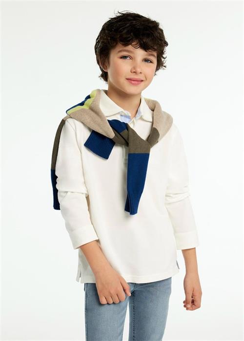 Mayoral Erkek Çocuk Polo Yaka Uzun Kollu Tişört Krem 7104