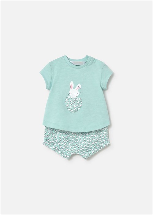 Mayoral Kız Bebek 4lü Tişört Şort Takım Mint 1641