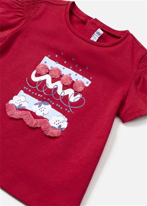 Mayoral Kız Bebek Aplikeli Kısa Kol Tişört Kırmızı 1011