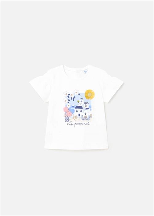 Mayoral Kız Bebek Aplikeli Kısa Kol Tişört Beyaz 1011