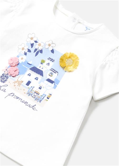 Mayoral Kız Bebek Aplikeli Kısa Kol Tişört Beyaz 1011