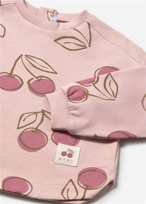 Mayoral Kız Bebek Baskılı Sweatshirt Gül Kurusu 1495