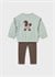 Mayoral Kız Bebek Baskılı Sweatshirt Tayt Takım Kahverengi 2707