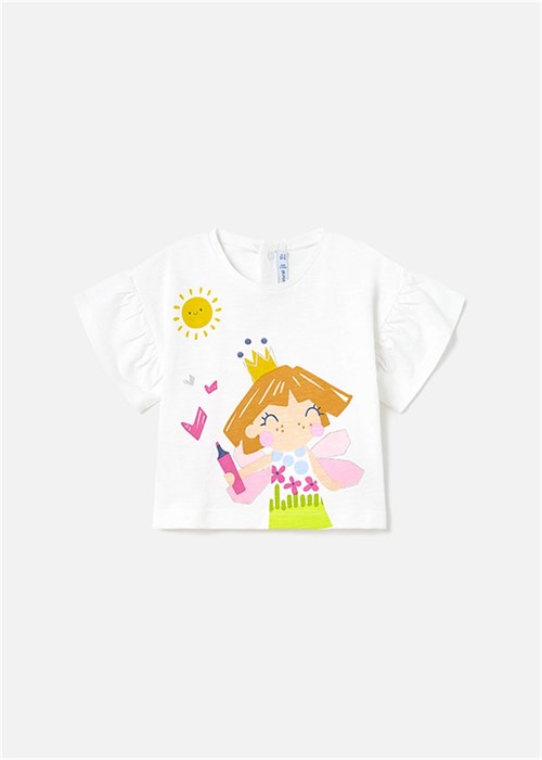 Mayoral Kız Bebek Baskılı T-shirt Beyaz 1010