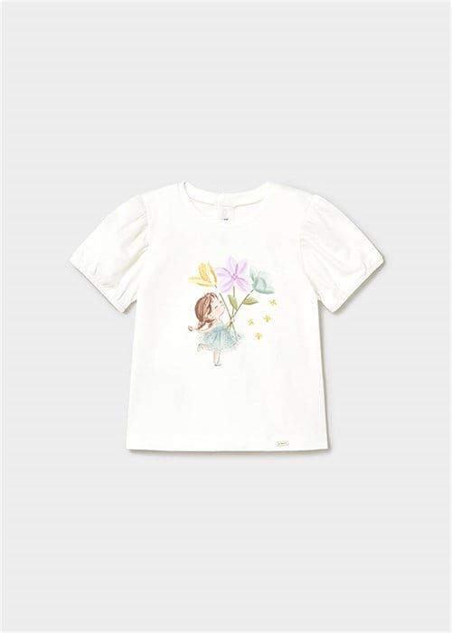 Mayoral Kız Bebek Baskılı Tişört Beyaz-Yeşil 1078