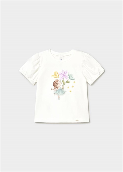Mayoral Kız Bebek Baskılı Tişört Beyaz-Yeşil 1078