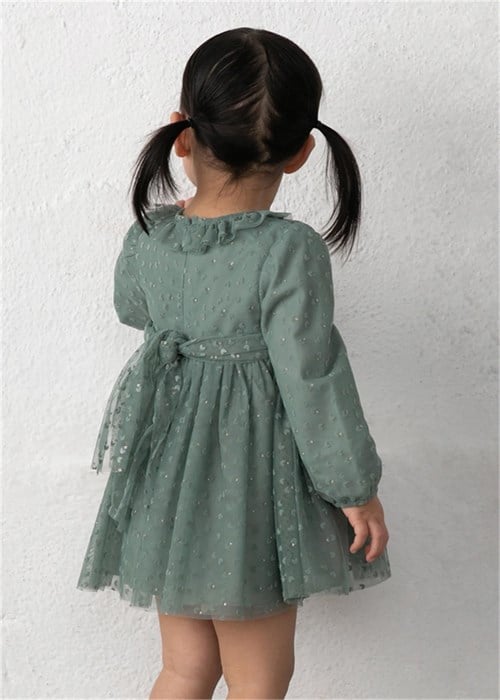 Mayoral Kız Bebek Baskılı Tül Elbise Su Yeşili 2903