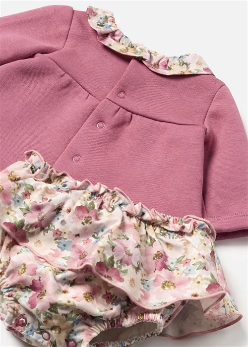 Mayoral Kız Bebek Çiçekli Etek Sweatshirt Takım Gül Kurusu 2246