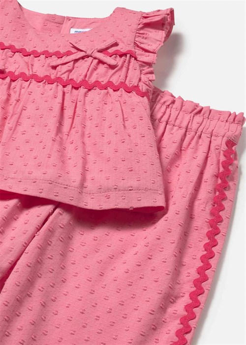 Mayoral Kız Bebek Fırfırlı Bluz Pantolon Takım Pembe 1514