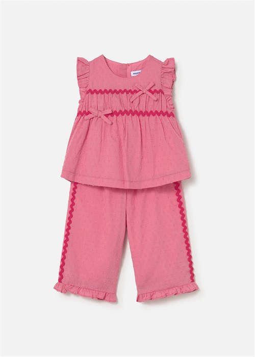 Mayoral Kız Bebek Fırfırlı Bluz Pantolon Takım Pembe 1514