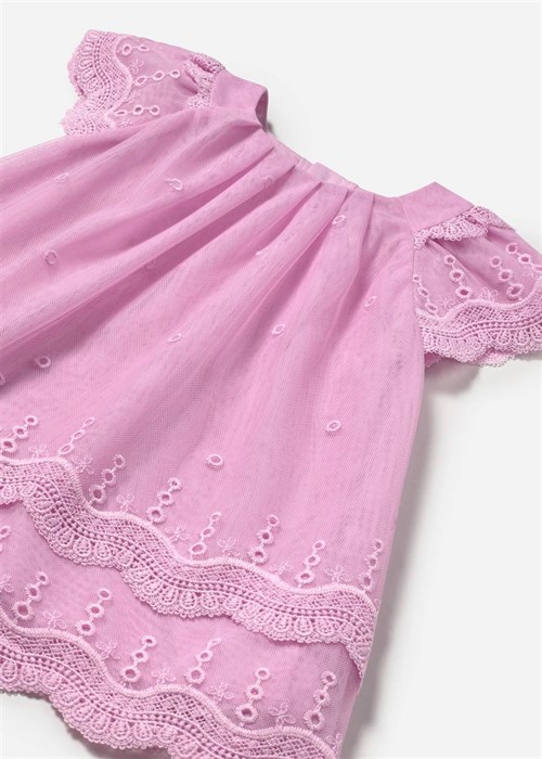 Mayoral Kız Bebek Fırfırlı İşlemeli Tül Elbise Pembe 1910