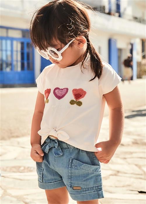 Mayoral Kız Bebek Fiyonklu Denim Şort Mavi 1227