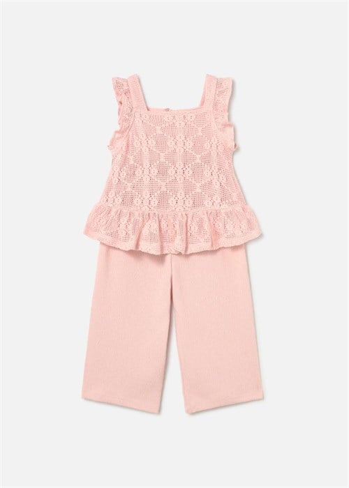 Mayoral Kız Bebek Güpürlü Pantolon Bluz Takım Pembe 1515