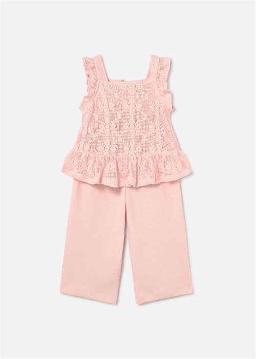Mayoral Kız Bebek Güpürlü Pantolon Bluz Takım Pembe 1515
