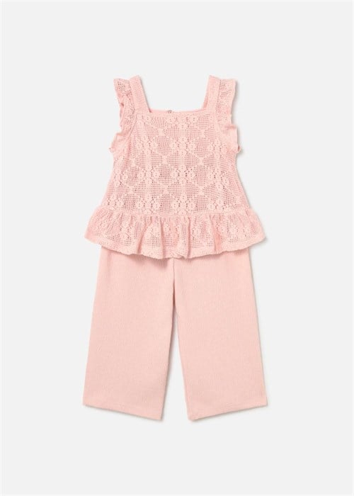 Mayoral Kız Bebek Güpürlü Pantolon Bluz Takım Pembe 1515