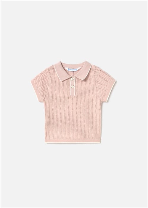 Mayoral Kız Bebek Güpürlü Polo Yaka Tişört Pembe 1104