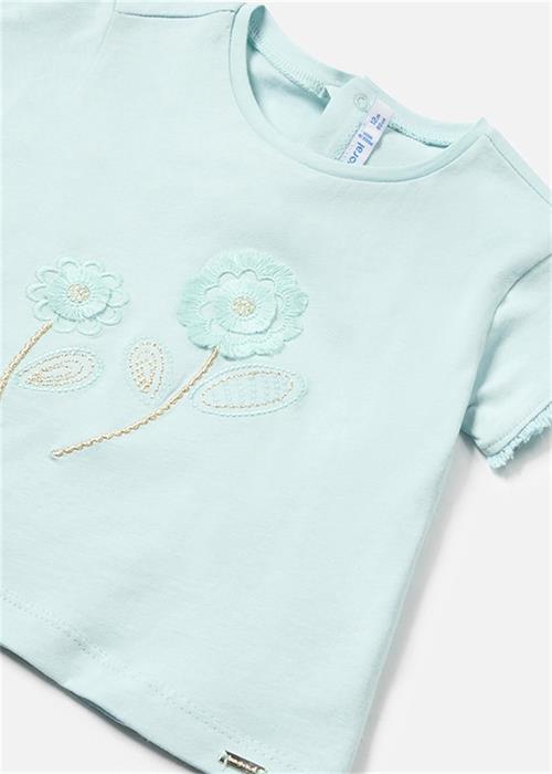 Mayoral Kız Bebek İşlemeli Kısa Kollu Tişört Turkuaz 1009