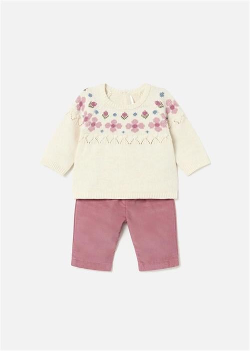 Mayoral Kız Bebek Kadife Pantolon Kazak Takım Pembe 2519