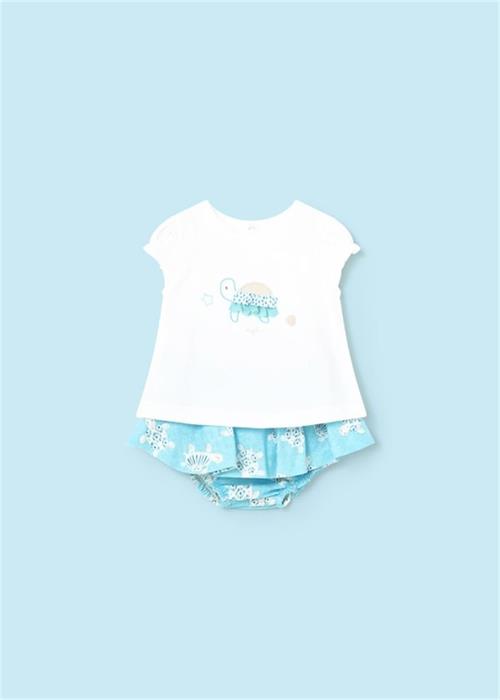 Mayoral Kız Bebek Kaplumbağa Baskılı Tişört Etek Takım Beyaz 1837