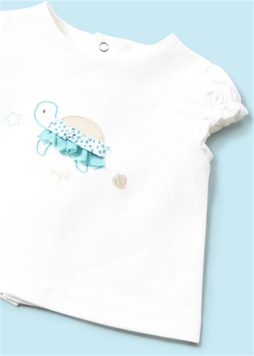 Mayoral Kız Bebek Kaplumbağa Baskılı Tişört Etek Takım Beyaz 1837