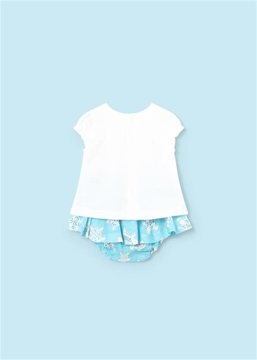 Mayoral Kız Bebek Kaplumbağa Baskılı Tişört Etek Takım Beyaz 1837