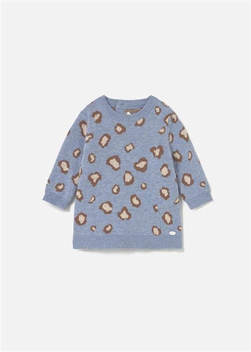 Mayoral Kız Bebek Leopar Örme Elbise Mavi 2806