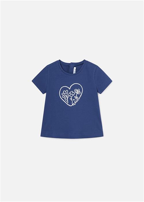 Mayoral Kız Bebek Metalik Baskılı Tişört Lacivert 105