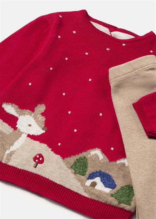 Mayoral Kız Bebek Triko Kazak Tayt Takım Kırmızı 2703